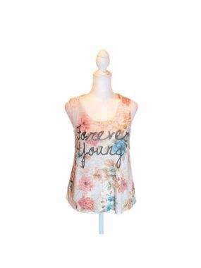 CHARLOTTE RUSSE Floral “Forever Young” Tank Top Size M